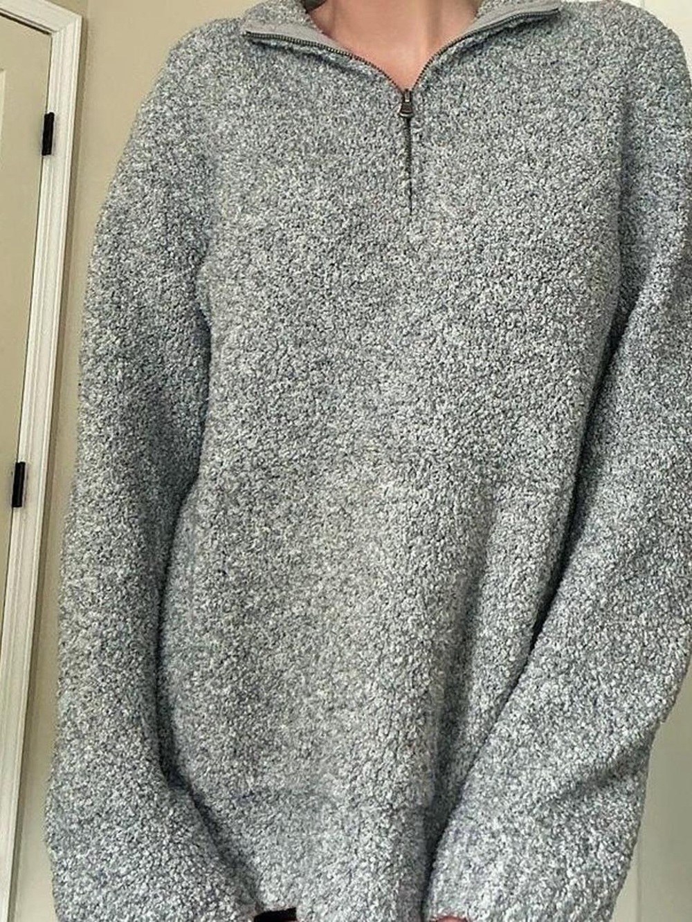 Gray Quarter-Zip Fleece Pullover